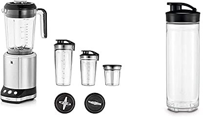 WMF Kult X Multifunktionsmixer, 25.000 U/min, 900 Watt, 2 Geschwindigkeiten, 4 Mixbehälter, ToGo-Flasche & Kult X Mix & Go/Küchenminis Trinkflasche 600 ml