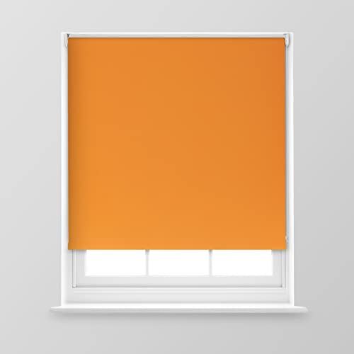 Trimmable Blackout Roller Blind - 5FT - ORANGE - 150cm(W) x 170cm(L) | Polyester Thermal Blackout Roller Blind with Trim-To-Size Fit, Blocks Light, Retains Warmth, Ideal for Bedrooms & Lounges