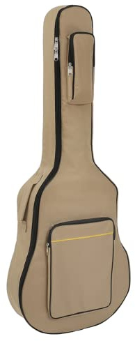 TRIXES Full Size Khaki Guitar Bag with Shoulder Strap – Waterproof Padded Case – Perfect for Acoustic & Classical Guitars – Great for Travelling to Gigs, Guitar Lessons and Band Rehearsals