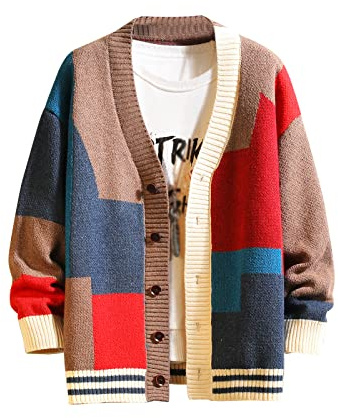 GURUNVANI Cardigan Sweater pour Hommes Pulls à Manches Longues en Tricot avec Boutons