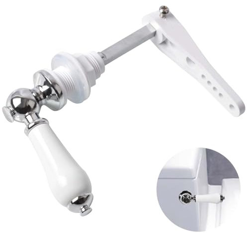 ProChosen Ceramic Toilet Flush Handle, Toilet Flush Handle Replacement Universal Fit Toilet Cistern Handle Chrome Plated Replacement Ceramic Handle Cistern Lever for Toilet Cistern Tank Lever