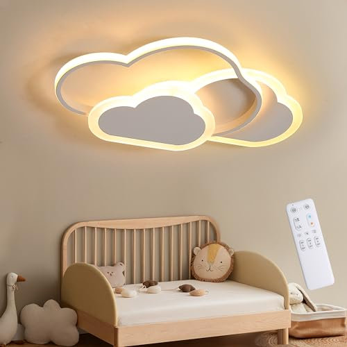 YUEEU 52CM Led Deckenleuchte Schlafzimmer,Dimmbar Kinderzimmer Lampe Decke Wolke Deckenlampe Kinderlampe,Wolkenlampe mit Fernbedienung, Deckenleuchten für Kinder,Babyzimmer Nachtlicht