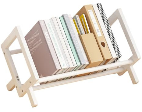 NUODWELL Bambus-Kinder-Bücherregal, Schreibtisch-Kinder-Bücherregal, Aufbewahrung, Präsentationsregal, kleiner einfacher Buch-Organizer für Kinderzimmer (Weiß, 40 cm lang)