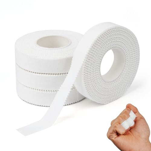 4 pezzi Tape Sportivo con Adesivo, Tape Sportivo Anelastico e Ipoallergenico Nastro per Volley, Nastro Dita,Nastro per Allenamento con i Pesi, Pallavolo,Basket,Pallamano