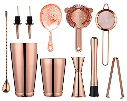 Vinblandare 11-bitars cocktail shaker set rostfritt stål Boston shaker professionell bartender kit drink shaker professionella bar verktyg Cocktailskakare(C)