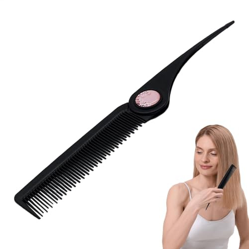 Oldmoom Women Hair Tail Combs, Hair Tail Folding Combs, Travel Pocket Parting Comb, Fine Tooth Comb for Girls, Family, Friends, Kids