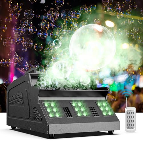 mytueetp máquina de humo, máquina de burbuja, máquina de humo de fiesta de 1500 W con mando a distancia, control DMX, adecuada para fiestas, cumpleaños, jardines, Halloween, Navidad
