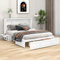 FocusOnHome 140 x 200 Mobiles Schrankbett mit Schubladen am Bettende und kleinem Regal an der Seite des Bettes,Verwandelbare Plattformbetten, Weiß