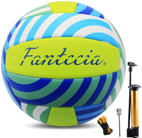 Fantecia Volleyball mit Pumpe, Größe 5 Soft Beach Volleyball Indoor Outdoor Pool Park Trainingsball für Anfänger, Jugendliche und Erwachsene