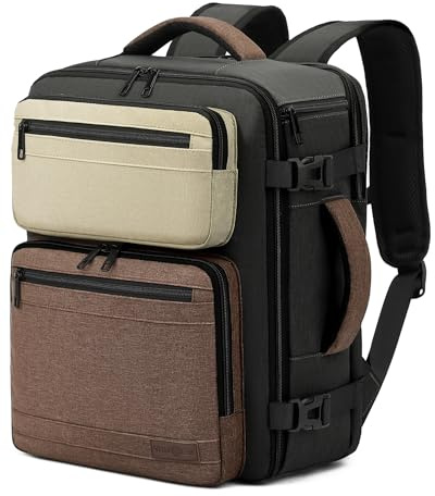 VANKEV Ryanair Easyjet Eurowings Wizz Air Zaino da Viaggio Aereo 40x30x20cm-24L, Bagaglio a Mano Per Viaggio Zaino per Laptop Adatto da 15,6 Pollici oliva verde scuro/marrone