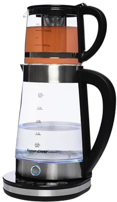 awolsrgiop 2-in-1 Wasserkocher Set 2.5L & 1L, Elektrischer Teekocher mit LCD Temperaturdisplay, 1500W Schnellkocher mit Warmhaltefunktion für Tee & Kaffee, für Familie & Gäste, Chrom