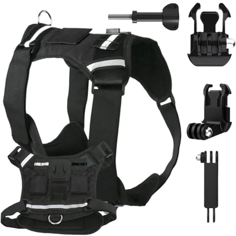 Pettorina per cani con supporto per fotocamera, accessorio leggero per animali domestici, pettorale per fotocamera, per passeggiate all'aperto, allenamento, viaggi, avventura, sport