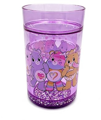 Care Bears The Fun Life - Bicchiere da 200 ml, per bambini, senza BPA, design glitterato scintillante, resistente e leggero, perfetto per acqua, succo e latte