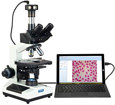 AmScope M837ZL-PHC2-C50U OMAX 40X-2500X Microscope trinoculaire LED avec contraste de phase et appareil photo numérique 5MP
