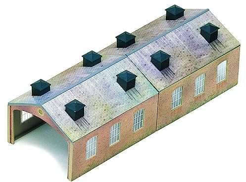 Hornby R8004 OO Gauge Engine Shed - Model Railway Accessories, Miniature Diorama Scenery for Hornby Train Sets - Lifelike Train Engine Shed Model - Scale 1:76, Brown