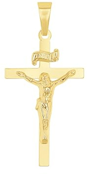 Amor Motivanhänger Unisex Damen Herren Anhänger, Gold, Kreuz mit Corpus, Kommt in Schmuck Geschenk Box, 2020242