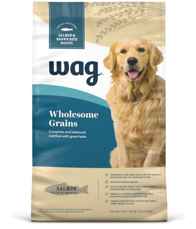 Amazon Brand - Wag Wholesome Grains Dry Dog Food with Salmon and Brown Rice, 30 lb Bag (Pack of 1)