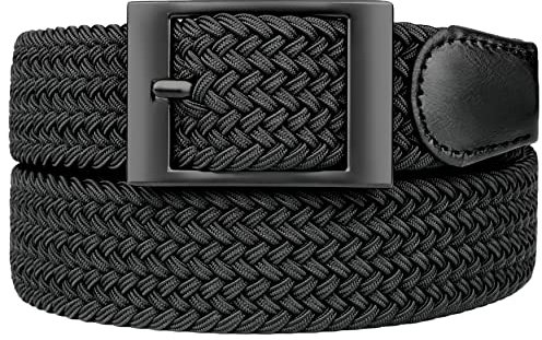 Bluecton Übergröße Gürtel stretchgürtel elastischer flechtgürtel geflochtener herren damen Gürtel Groß und hoch Schwarz Business Schnalle Größe 130cm