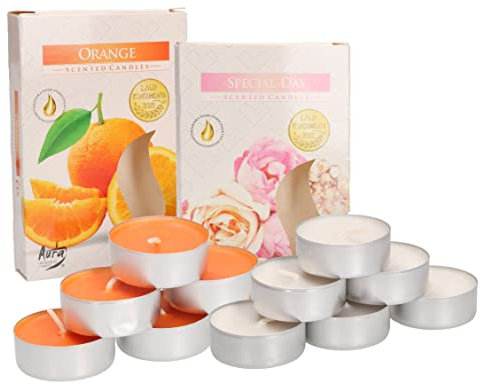 KOTARBAU® Confezione da 6 candele profumate per lumini, durata 4 ore (arancione + Special Day)