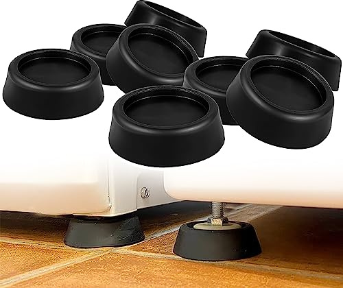 Ussuray Anti Vibration Pads for Washing Machine, Dryer, Refrigerator, Table, Sofa, Bed & Other Furniture - Black Rubber Round Pads (Set of 8)