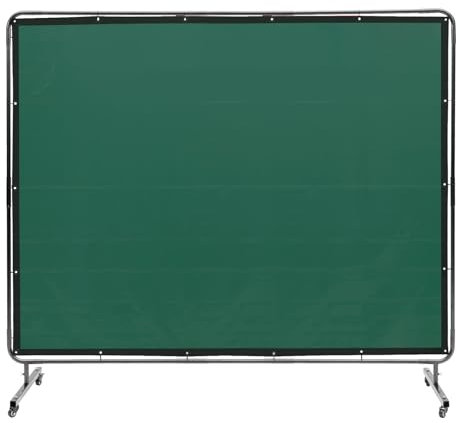 VEVOR Welding Screen with Frame, 6' x 8' Welding Curtain Screen, Flame-Resistant Vinyl Welding Protection Screen on 4 Swivel Wheels (2 Lockable), Moveable & Professional for Workshop/Industrial, Green