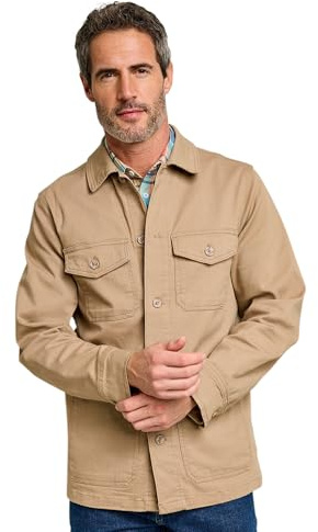 Pegasus Men's Utility Style Stretch Cotton Cargo Jacket, Lightweight & Functional Overshirt with 4 Front Pockets & Adjustable Cuffs