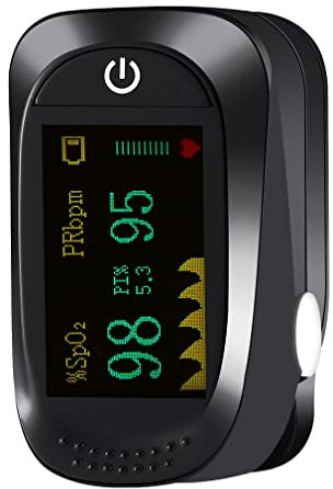 Pulsoximeter，Sauerstoffsättigung Messgerät Finger，Pulsmesser Oximeter für Kinder & Erwachsene，Messung der Sauerstoffsättigung (SpO2)， OLED-Display，Geeignet für den Heimgebrauch (Schwarz, 1 Pack)