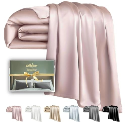 Welldora Deckenbezug 135x200 | 100% Seide 22 Momme | Bettwäsche Zartrosa