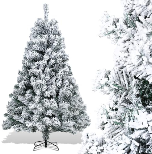 Peviasot Árbol de Navidad Artificial con Nieve, 150 cm, Sistema de Plegado rápido, árbol de Navidad con Soporte de Metal, 550 Puntas densas Ramas