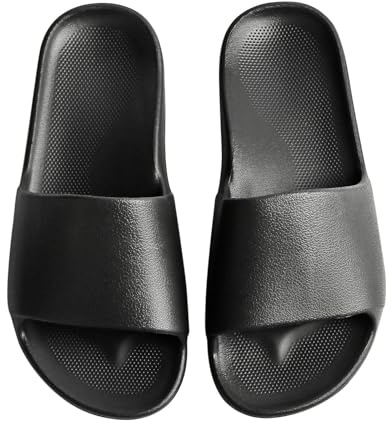 VIVASUN Sandalias de piscina para mujer con Soporte de Arco, Chanclas Ducha Antideslizantes, Zapatillas de Casa Verano Sandalias Ligeras para Playa,Negro