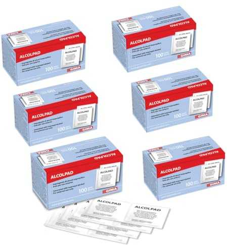 600 Toallitas desinfectantes,Almohadillas de preparación,de 70% de alcohol isopropílico, Toallitas antisépticas estériles, doble capa, desinfección y limpieza de piel, lentes, ópticas. (6)