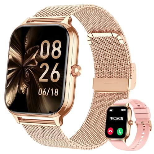 Smart Watch for Women & Men, 2026 New 1.96’’ Reloj Inteligente Para Mujer Answer/Make Calls, Blood Pressure, HR, Sleep Monitor, 100+ Sport Modes, Voice Assistant Fitness Watch for iOS Android Phone