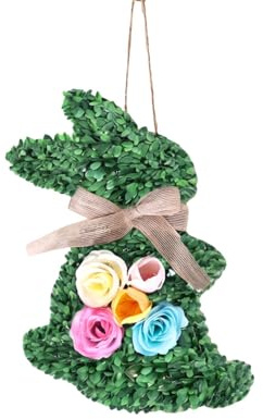 Easter Decorations Wooden Wreath for Front Door Sign Cute Bunny Porch Decor Easter Rabbit Hanging Wall Plaque Spring Decoration for The Home