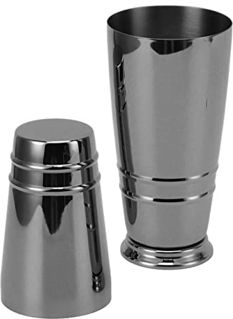 Ausla Cocktailshaker Boston Shaker 304 Rostfritt Stål Kopparpläterad Glansig Yta Diskmaskin Säker Anti Shaking Bar Mixer för Hemmabarfester Camping Båtpicknick (Svart beläggning)