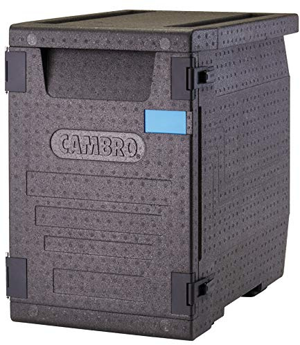 Cambro GoBox Insulated Lightweight Thermal Hot Box and Food Pan Carrier (EPP400 - Holds Four 4 Inch Pans) - Hotbox and Food Warmer for Catering & Transport - Front Load (Gray)