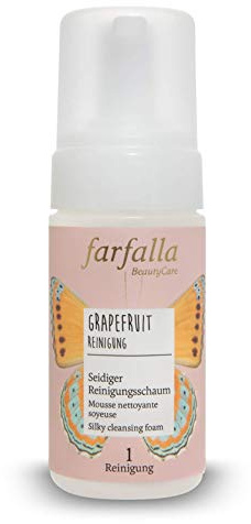 farfalla Schiuma detergente per pompelmo, 120 ml, cura vitalizzante della pelle, con aloe vera e vitamina C, 100% biologica, vegana e dermatologicamente testata