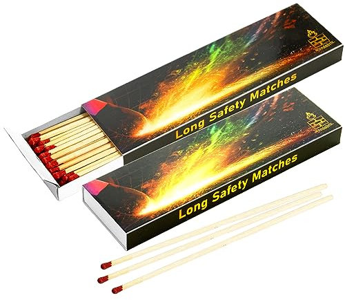 Woodabrix Fósforos de seguridad extra largos x 2 cajas perfectas para estufas de cocina, velas, chimeneas, quemadores de leña, 20 cm de largo