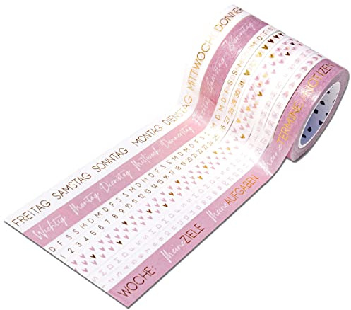 Papierdrachen 8 nastri washi per il tuo diario di pallottole, segni fatti a mano, facili da attaccare nei giorni della settimana, attività per principianti e professionisti, set di 4