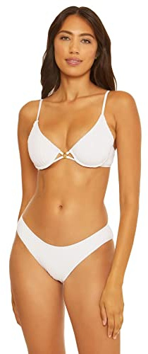 BECCA by Rebecca Virtue Moon Ridge - Women's Underwire Bra Bikini Top, Adjustable, Swimwear Separates for Women, White, Small