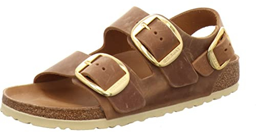 Birkenstock Milano Big Buckle Cognac tan Womens Comfortable Sandals 102406710
