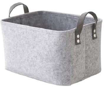 felt storage basket,Filz Aufbewahrungsbox,Filzkorb Grau Rechteck,Faltbar, mit Zwei Weichen Griffen,für Kleidung, Handtücher, Accessoires und Kinderspielzeug aufzubewahren,Groß 38 x 28 x 24 cm