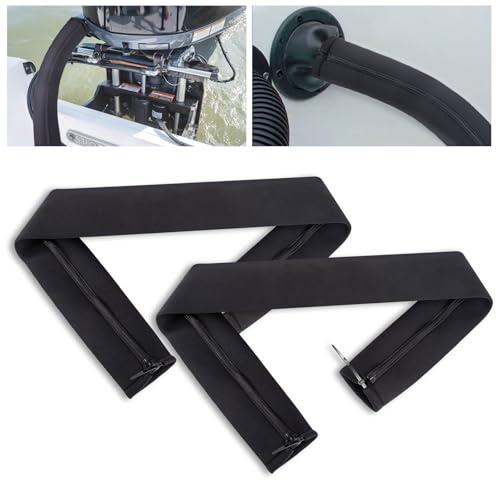 2PCS 48-Inch Trolling Motor Cable Sleeve,Zippered Rigging Sleeve,Made of Neoprene Thick Trolling Motor Sleeve,Great for Cover Wire and Extension Cords, Organized Cable Management (Black)