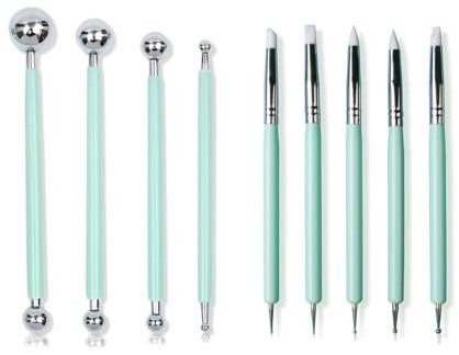 Weenwill Silikon-Ton-Modellierwerkzeuge,9 PCS Modellierwerkzeug Töpferwerkzeug Ton Schnitzwerkzeug Set,Bastelwerkzeugen mit Weicher Gummispitze für Kunsthandwerk,Töpferarbeiten und Skulpturen