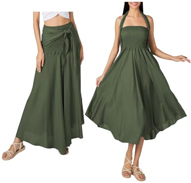 JENJON Femme Robe Imprimé Fleurie Ete Boheme Jupe Style Ethnique 2 en 1 sans Manche Plage Strap Wrap Taille Unique