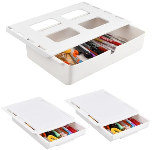 Mapille 3 Stück Schublade unter Schreibtisch, Versteckte Schubladenbox, Schubladen Organizer Aufbewahrungsbox, unter Schreibtisch Schublade, Selbstklebende Schubladen Organizer für Zuhause und Büro