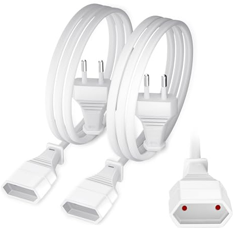 2er-Pack Verlängerung Netzkabel Verlängerungskabel Flachstecker Typ-C-Stecker Eurostecker auf Typ-C Euro Buchse TV PC Monitor Lampe Beamer Haushaltsgeräte (3 M, 2 Pack)