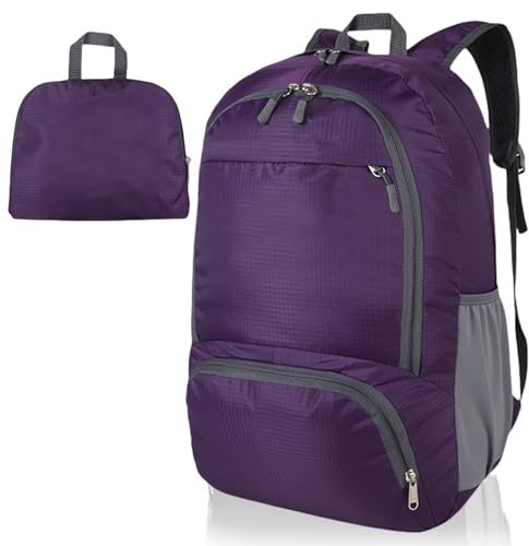 FENGZIZH Foldable Lightweight Travel Backpack, 30L Waterproof Rucksack | Foldable Travel Backpack for Men and Women, Durable Daypack for Hiking, Camping and Outdoor Adventures