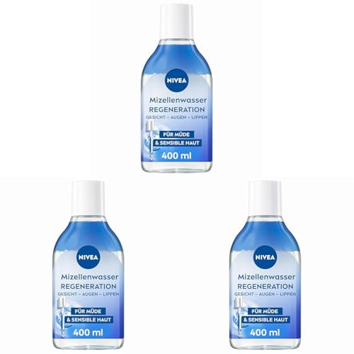 NIVEA Regenerierendes Mizellenwasser, Gesichtswasser mit 5% Serum mit Panthenol und Aminosäure Komplex, Make-up Entferner für sanfte Gesichtsreinigung,Mizellen Reinigungswasser für müde Haut (400 ml)