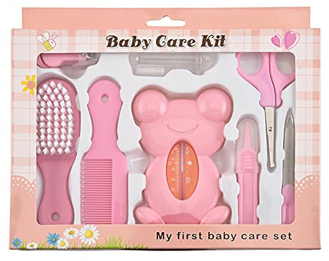 Lot de 8 accessoires de soins pour bébé avec coupe-ongles, ciseaux, peigne et brosse à cheveux pour la santé maternelle et infantile