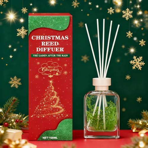 NoxGule Profumatore per Ambienti Natalizio, Diffusore Ambiente Bastoncini, Profumatore per Ambienti Bastoncini, Include 5 Bastoncini, Profumo Naturale di Lunga Durata Fino a 120 Giorni, 100ml(B)